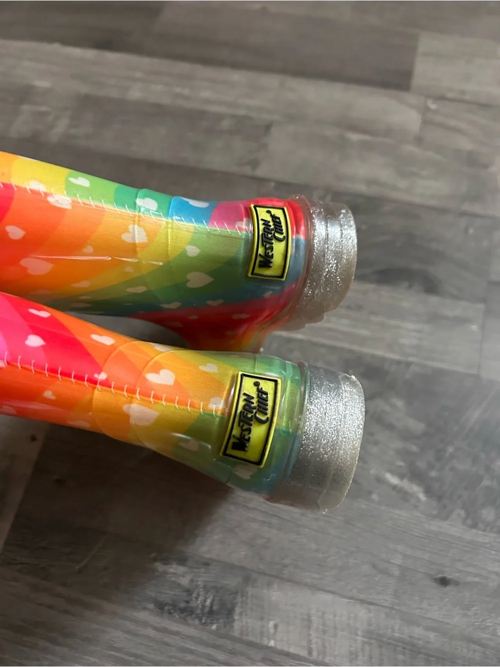Western Chief Girls Rainbow Heart Rain Boots 11